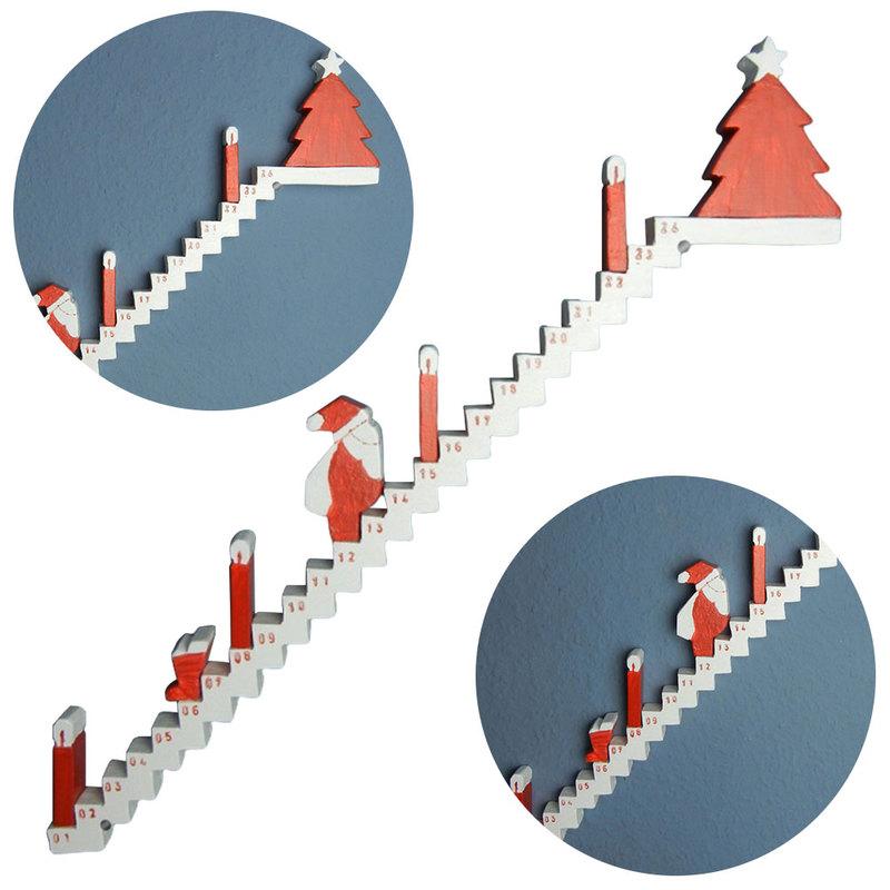 Christmas Advent Calendar 2025 Wooden Sign Santa Climbing Stairs Christmas Countdown Calendar 24 Days Xmas Countdown Calendar
