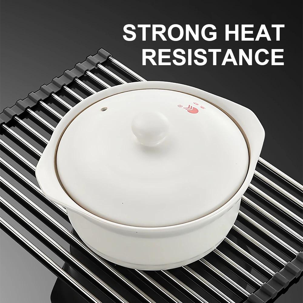 1pcs Roll Up Dish Drying Rack Over The Sink Foldable Portable Kitchen Dish Drainer Space Saving Sink Organizer