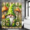 Green Cure Dwarf Frog Mushroom Floral Shower Curtain, Bathroom Decorative Shower Curtain, Waterproof Shower Curtain with Hooks