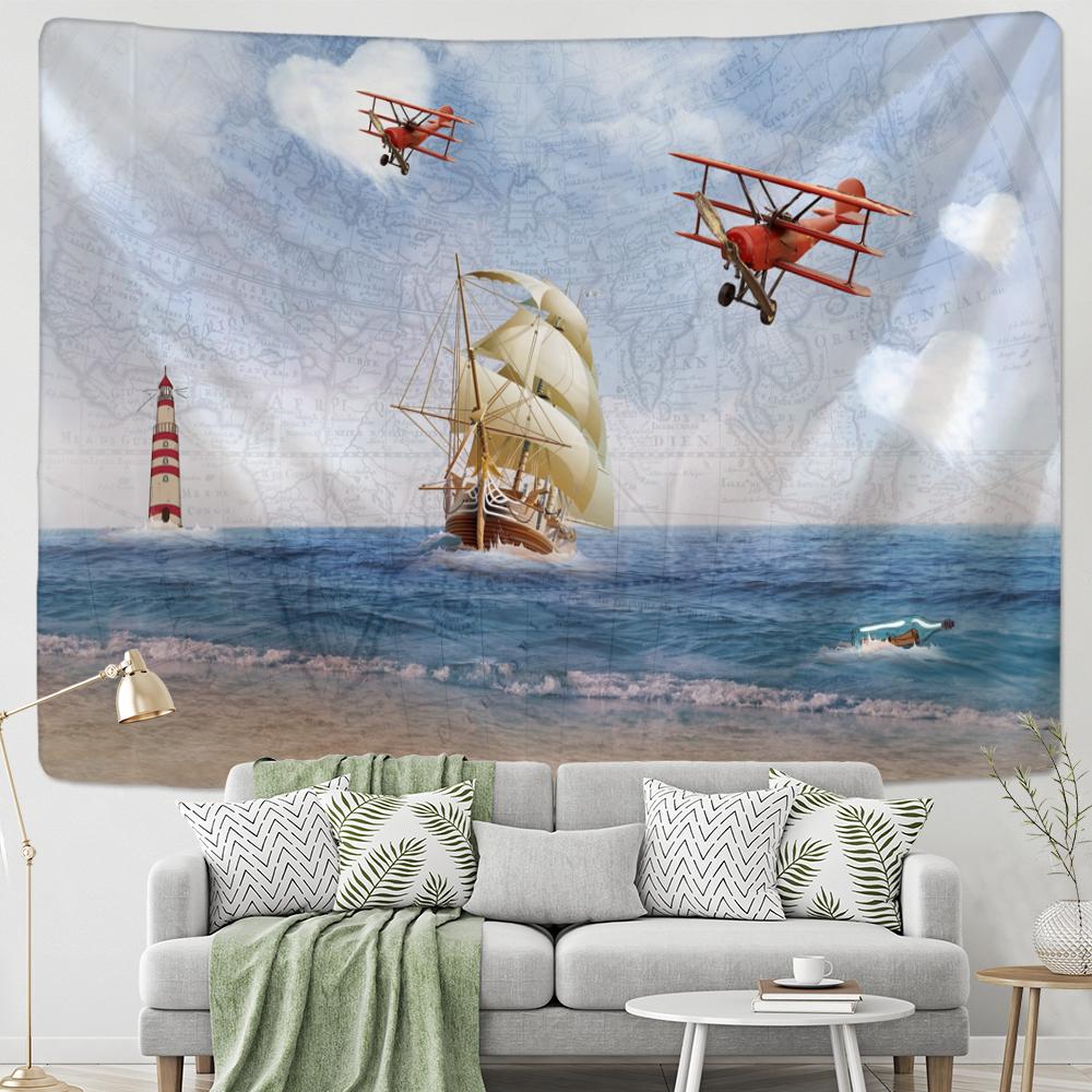 

Гобелен с мультяшной акулой и черепахой, настенный гобелен Kawaii Hippie Tapiz Art, загадочная милая иллюстрация, декор для детской комнаты 95x70cm