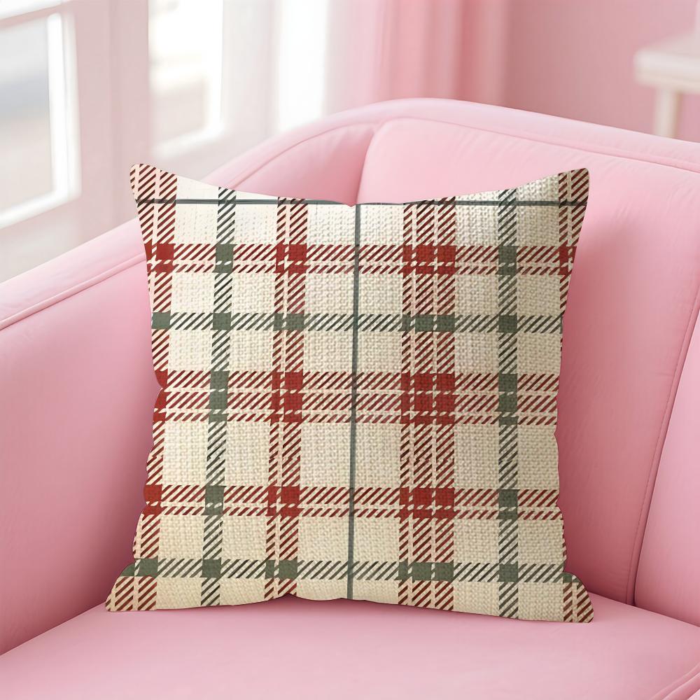 Plaid Luxury Cushion Cover Natural Linen Pillow Case DoubleSided Print Decorative Sofa Pillowcase Home Decor Gift