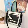 Sweet tote bag large capacity cute multi-compartment contrasting color shoulder bag messenger bag tutoring bag