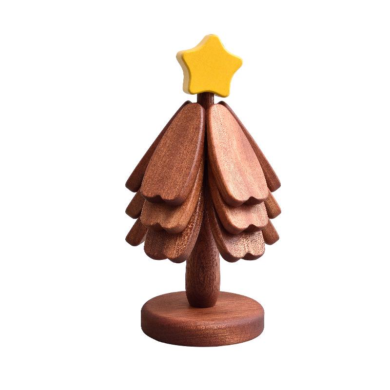 High-End Christmas Tree Insulated Placemat & Pot Holder – Creative Solid Wood, Heat Resistant Table Decoration.