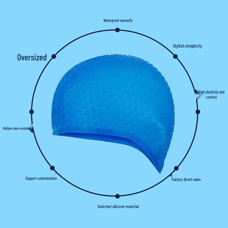Extra Große Silikon-Badekappe für langes Haar - Bequemes Einfarbiges Design