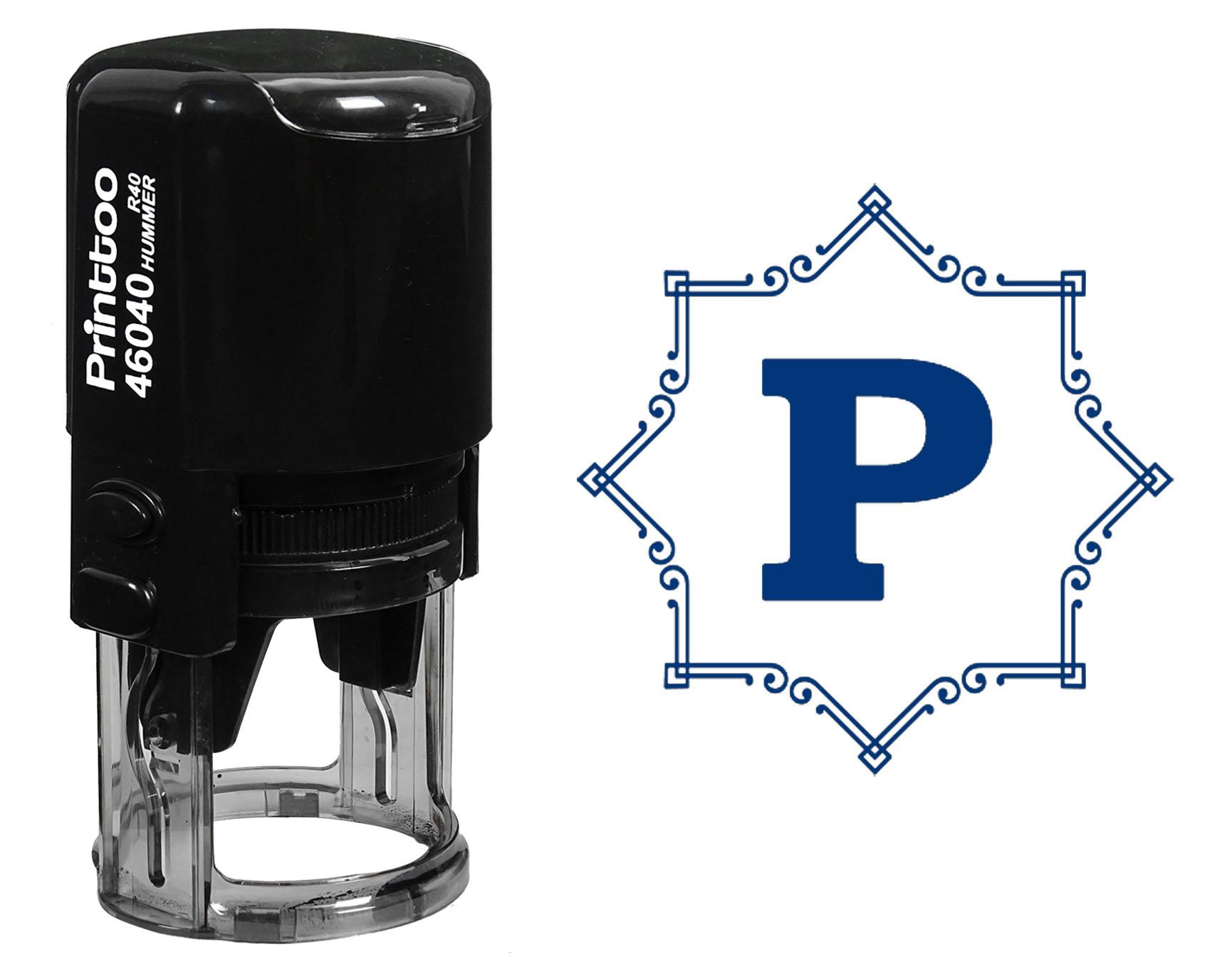 

Printtoo Алфавіт P Монограма Ініціал Восьмикутник Кельтський Вихор Рамка R-40 Автоматичний Гумовий Штамп Офіс 30 mm Diameter (Approx) синій