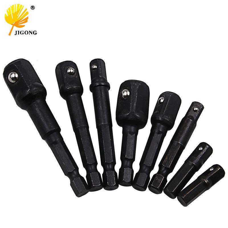

Black Steel Hex to Square Head Socket Adapter with Ball Bearing 3 pcs Short 50MM