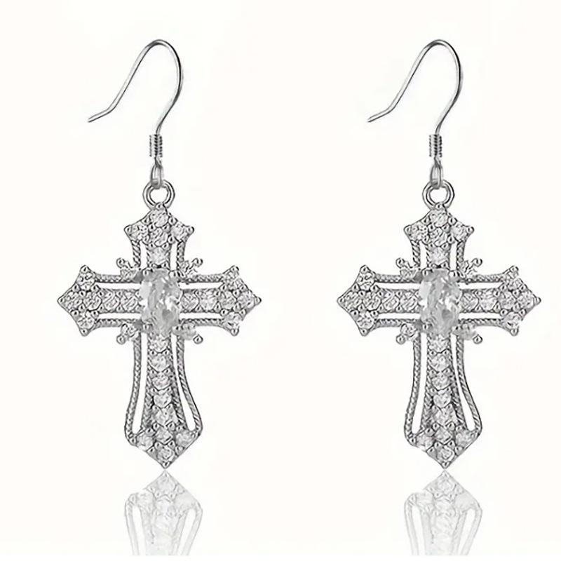 European and American Popular Jewelry, Rhinestone-inlaid Cross Necklace, Simple and Fashionable, Cross and Versatile Hanging