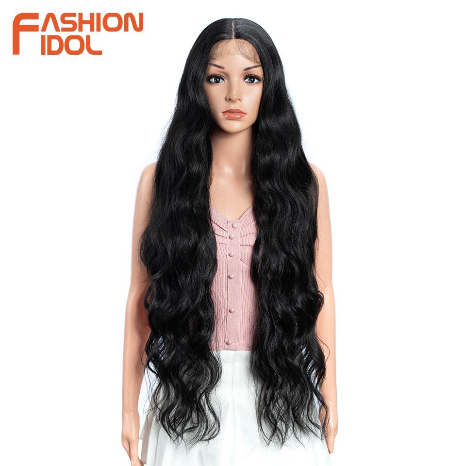 FASHION IDOL 36inch/90cm Loose Body Wavy Wigs Synthetic Lace Wigs For Black Women Ombre Blonde Cosplay Wigs Heat Resistant Fiber