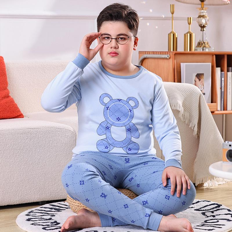 Teen Cotton Wool Pajama Set - Warm Autumn/Winter Underwear for Boys & Students