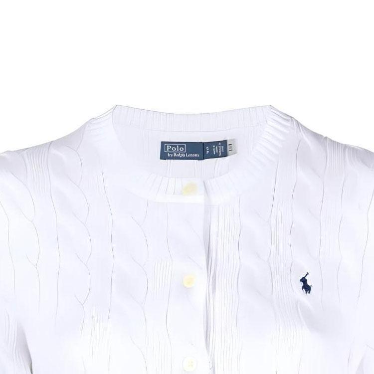 Polo Ralph Lauren Ss23 Logo Embroidered Cable Knit Long Sleeve Sweater Women sweater White 211906814-001
