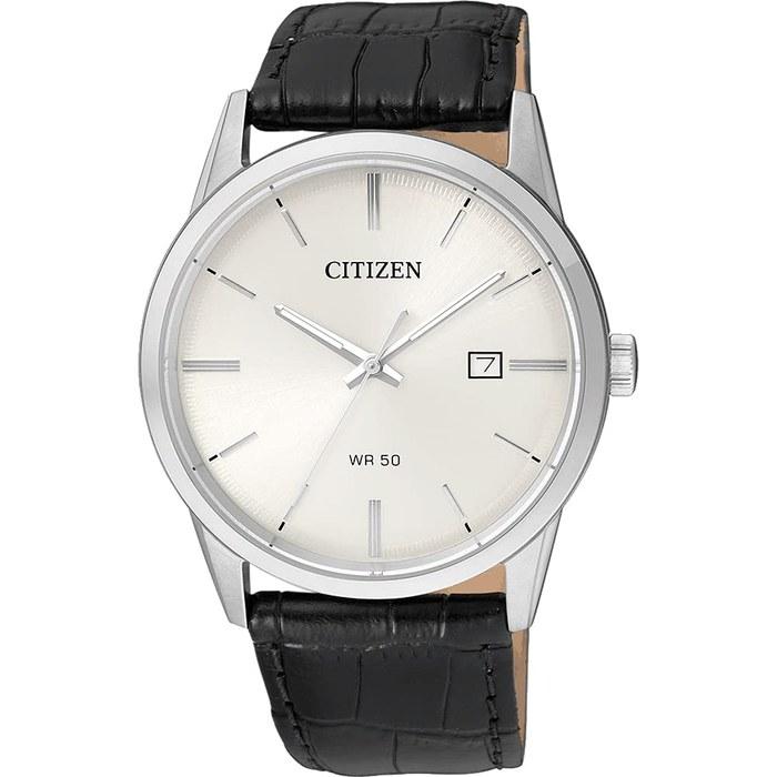 Citizen Men's Watch Quartz Stainless Steel Leather Band Casual Watch Black (Model: BI5000-01A) Black Leather Strap & White Dial. One Size.