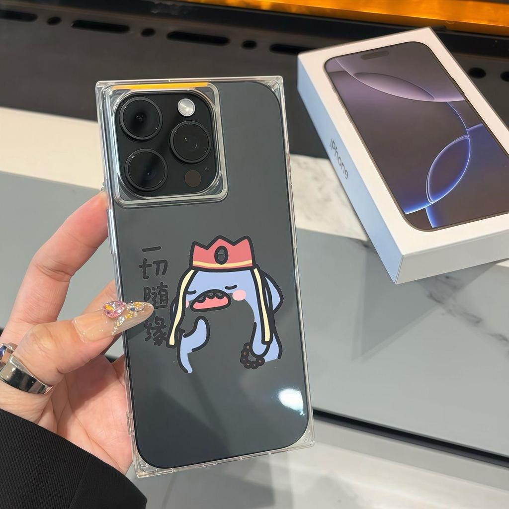 Square Back Tube Protection Clear Case For iPhone 11 12 14 Pro Max 15 Plus 13 16 ProMax Anti-Oxygen,Everything Goes With Fate Pattern Casing