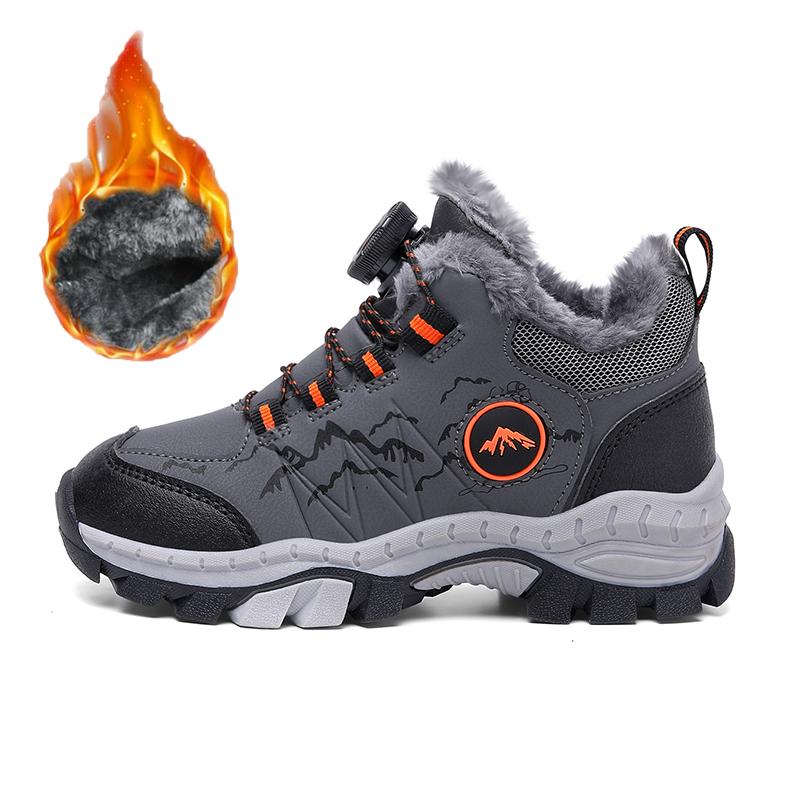 Winter Children Anti Slip Wear Resistant Velvet Warm Outdoor Hiking Shoes Cotton Shoes Snow Boots Sports Leisure Shoes Boys Girls Snow Boots