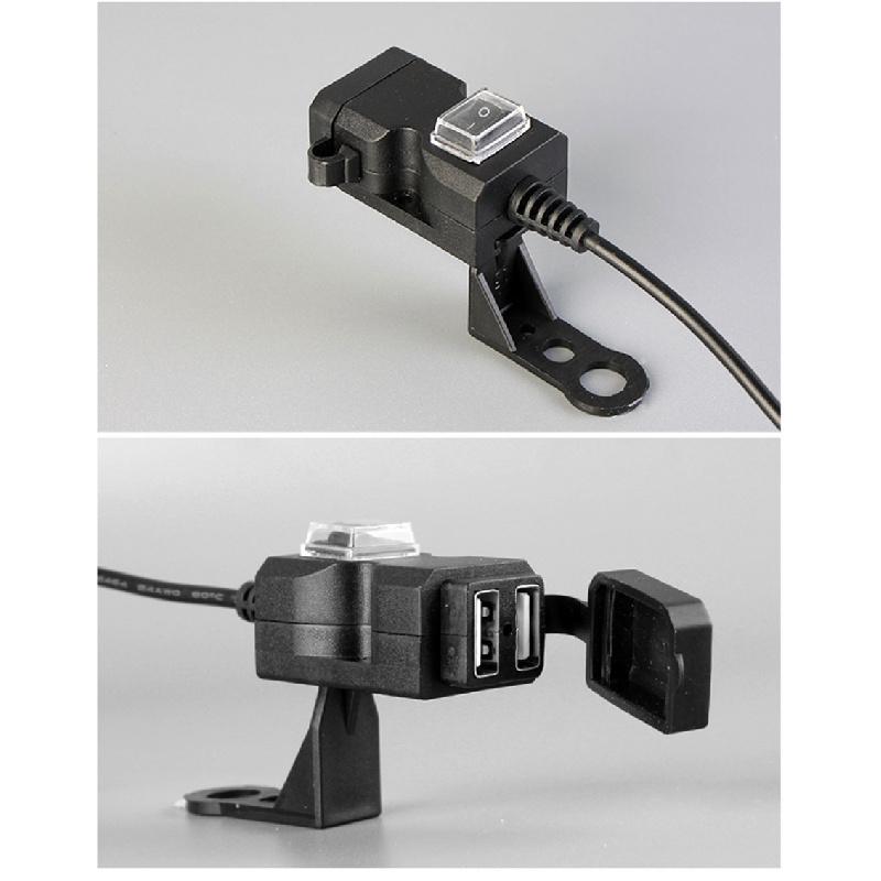 Dual Usb 31A Motorcycle Handlebar Rear Mirror Phone Power Charger Outlet Socket