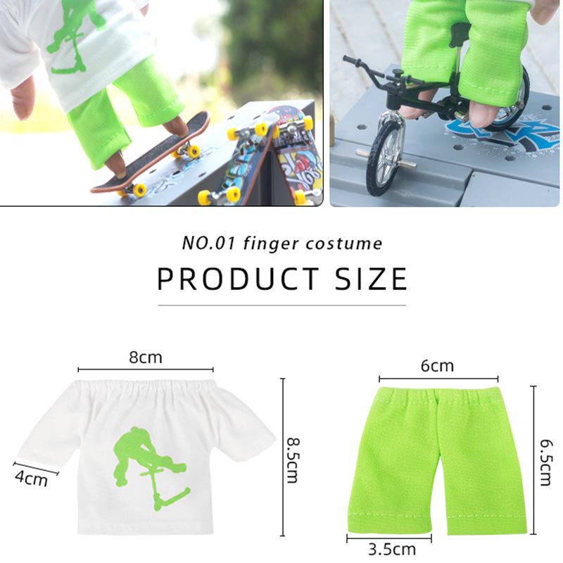 Mini Finger Bike, Skateboard, Scooter & Pants Toy Set