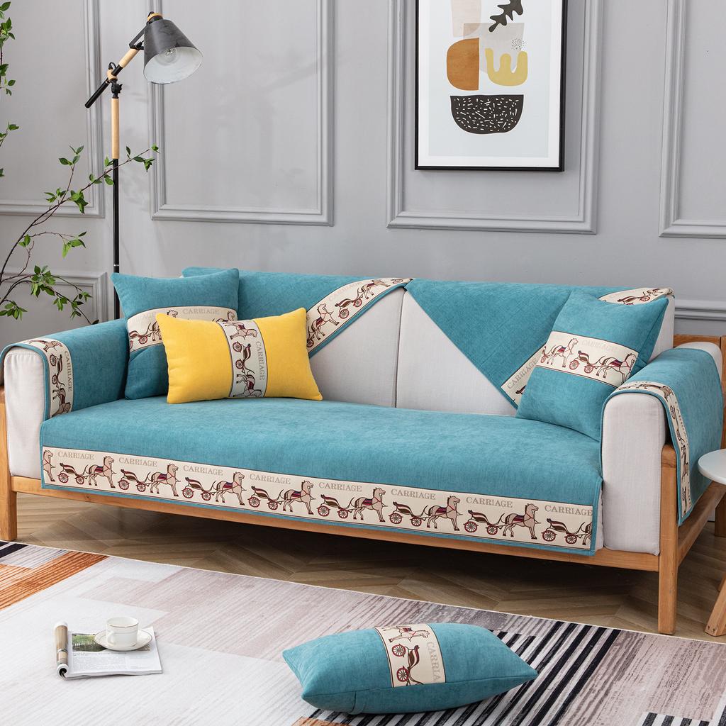 Žinylkový žakárový okraj Potahy na pohovku Celoroční dekorace obývacího pokoje Polštář na pohovku Protiskluzový potah na gauč Ručník na pohovku Domácí dekorace