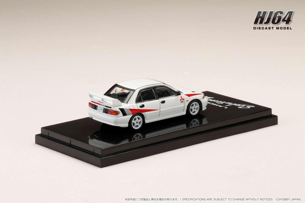 HJ64 Mitsubishi Lancer RS EVOLUTION III Rally Stripe Scotia White 1/64 (Finished Model)