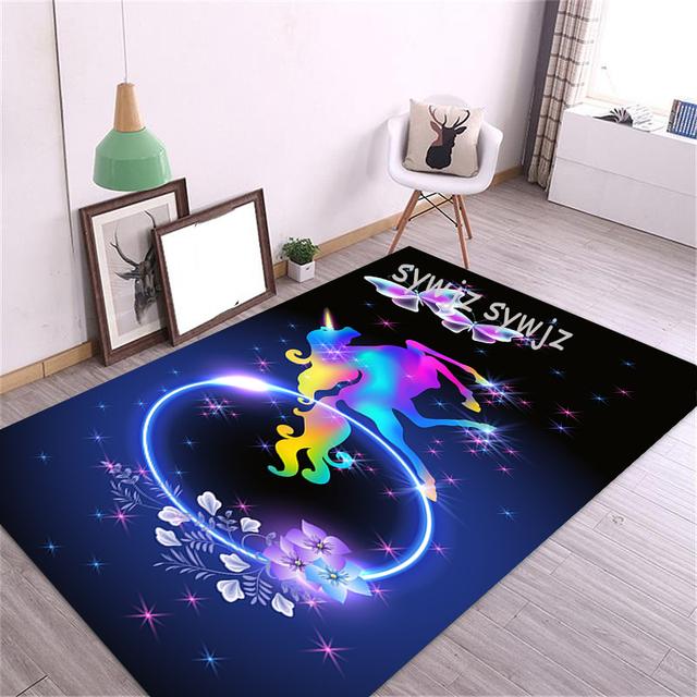 3d Unicorn Pattern Floor Mat Home Antifouling Rectangular Carpet Wedding Kitchen Living Room Dining Table Coffee Table Mat