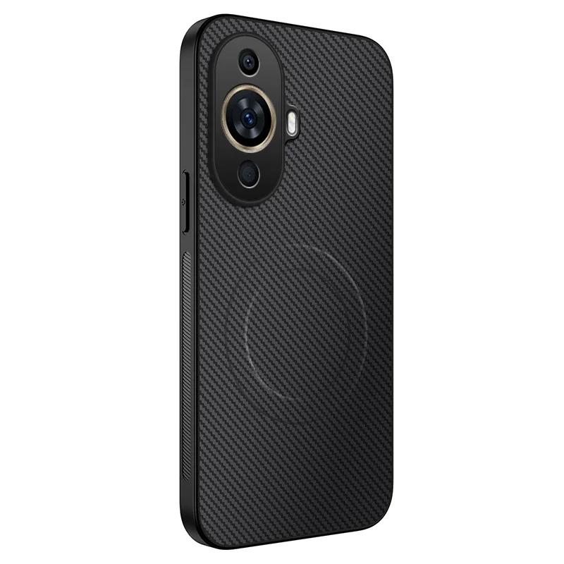 Carbon Fiber Texture Phone Case For Huawei nova 12 SE 12S 13i 11 Pro Magnetic Wireless Charging Silicone Soft Back Cover Cases