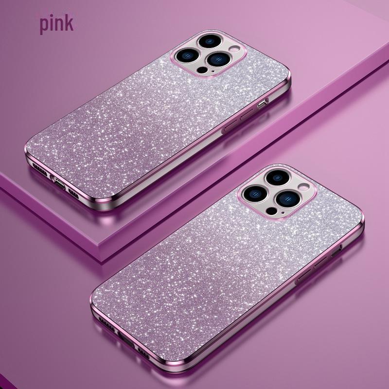 iPhone 15 Gradient Glitter Case with Electroplating - Fits Apple 14, 13 Pro Max, XR - Anti-Fall Protective Cover