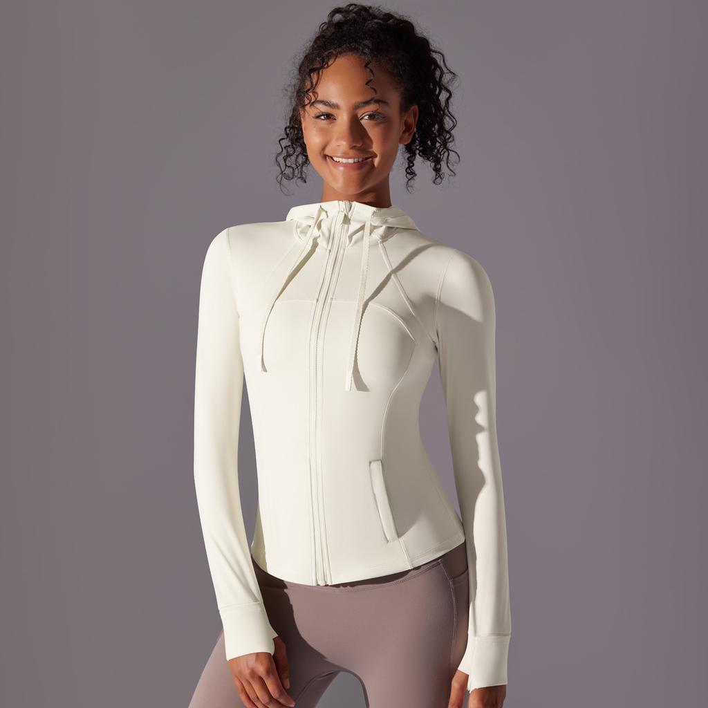 Outdoor Sun Protection Clothes, Tight Fitting Sports Running Fitness Tops, Yoga Clothes, UV Resistant Breathable Hooded Zipper Jacket