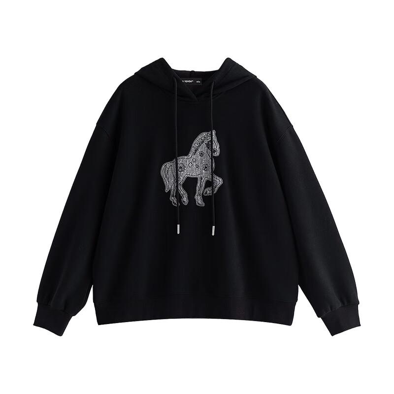 Chuyu Women's Graphene Thermal Horse Patch Embroidery Hoodie