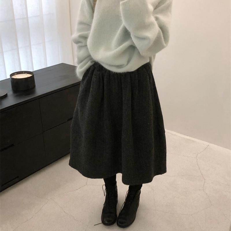 2025 Autumn/Winter Korean Style Versatile Knit Midi Skirt