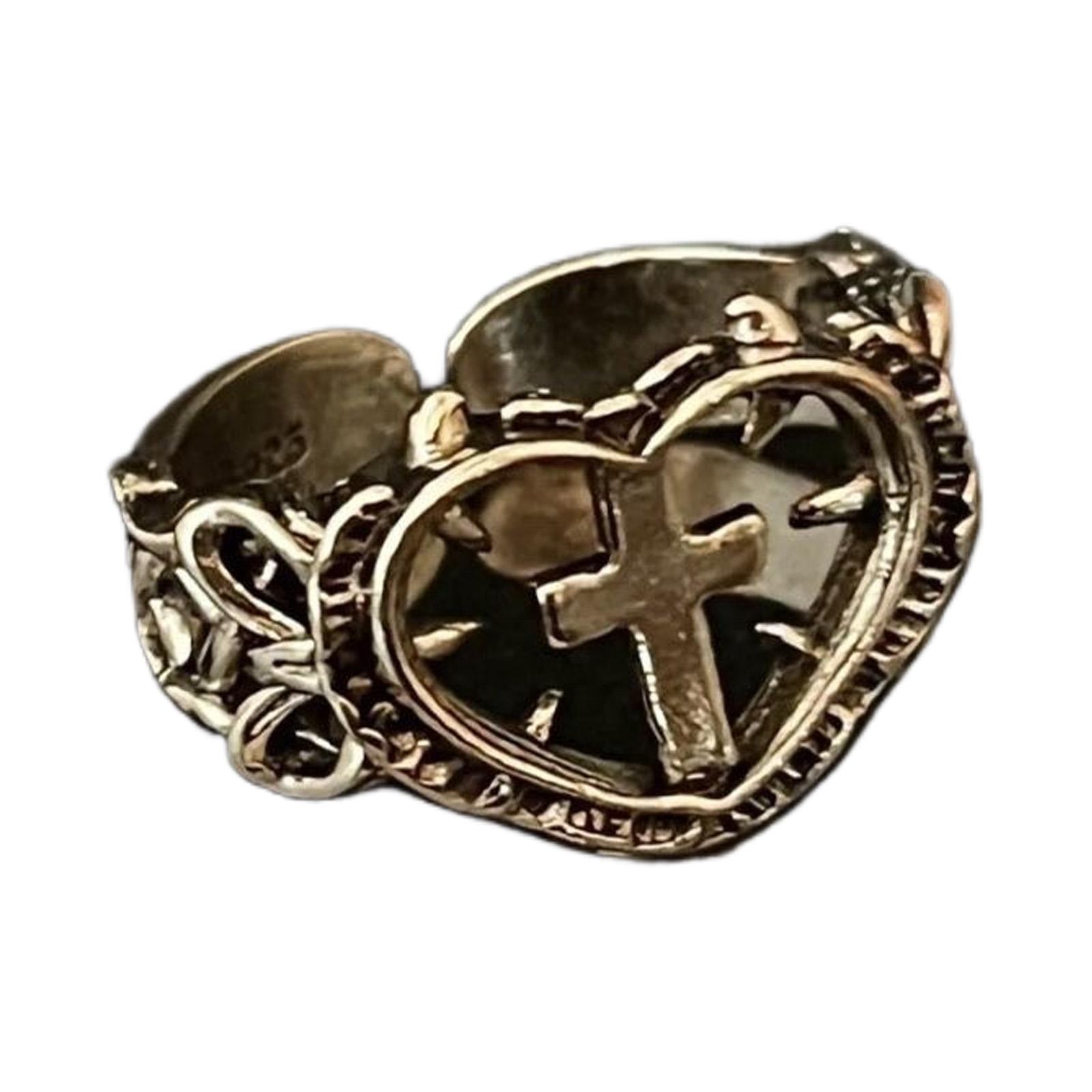 

Stylish Heart And Cross Ring For Everyday Wear Comfort Fit Adjustable Stackable Fashion Finger Rings Accessory