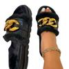 Plus Size Women Shoes Autumn Plush Slippers Fashion Open Toe Solid Color Metal Chain Indoor Casual Shoes 36-43 Slippers Women