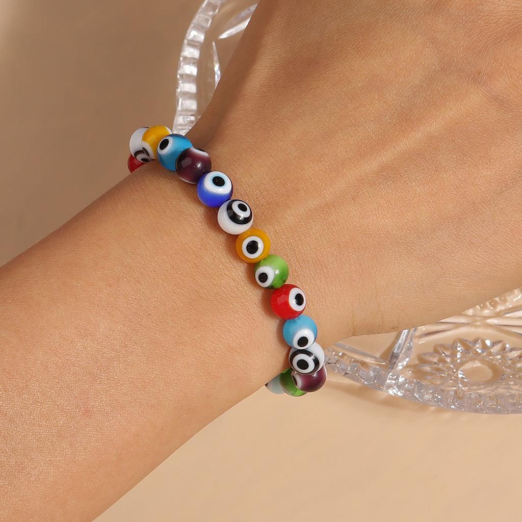 1pc 8mm Bohemian Handmade Evil Eye Beads Wrist Bracelets & Bangles for Women Girls Party Holiday Jewelry Gifts