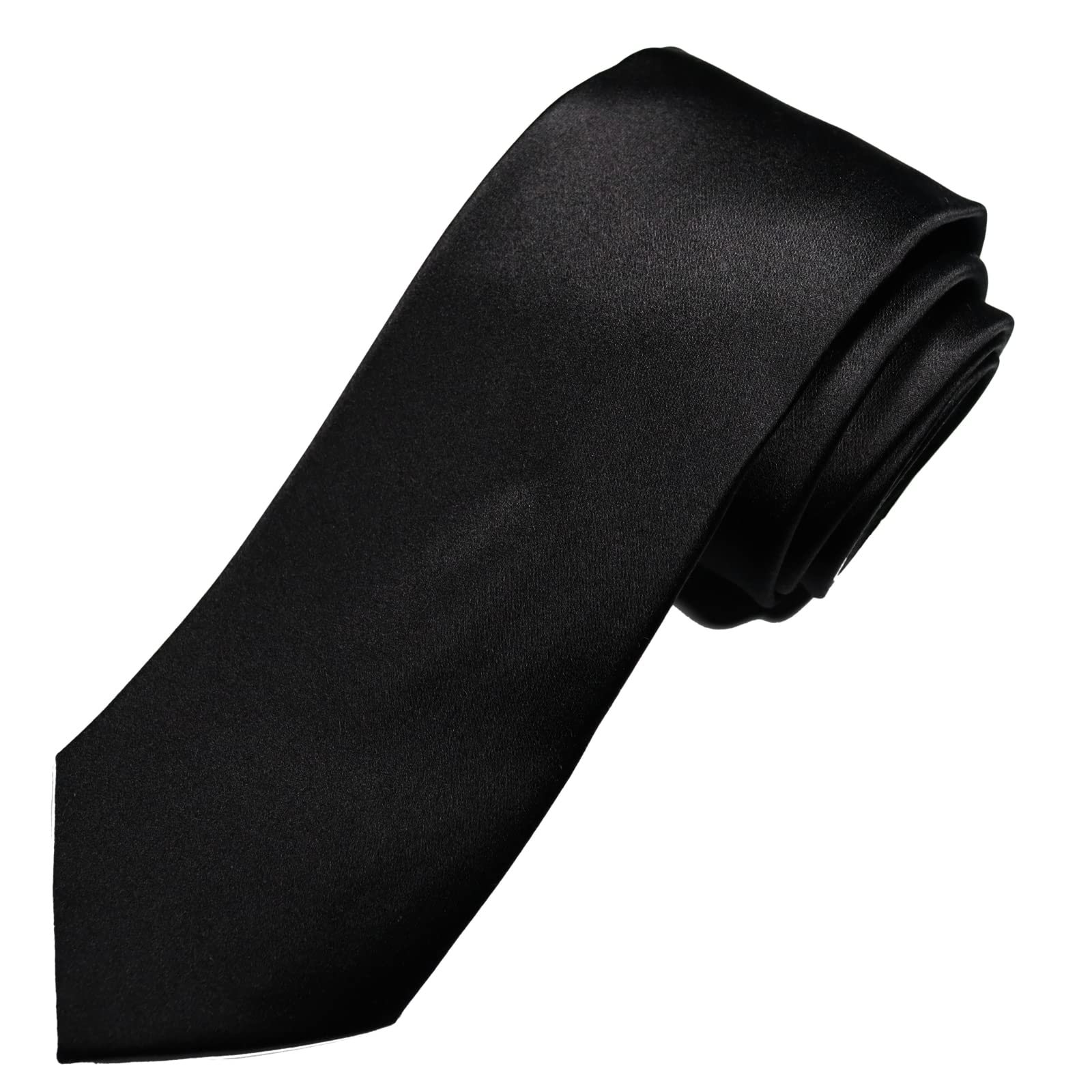 [Michiko London] KOSHINO Black Tie, Formal, Black, Ceremonial, Funeral, Memorial Service, Brand, Satin Weave, Plain, Slim Tie, 7cm, Silk Blend,