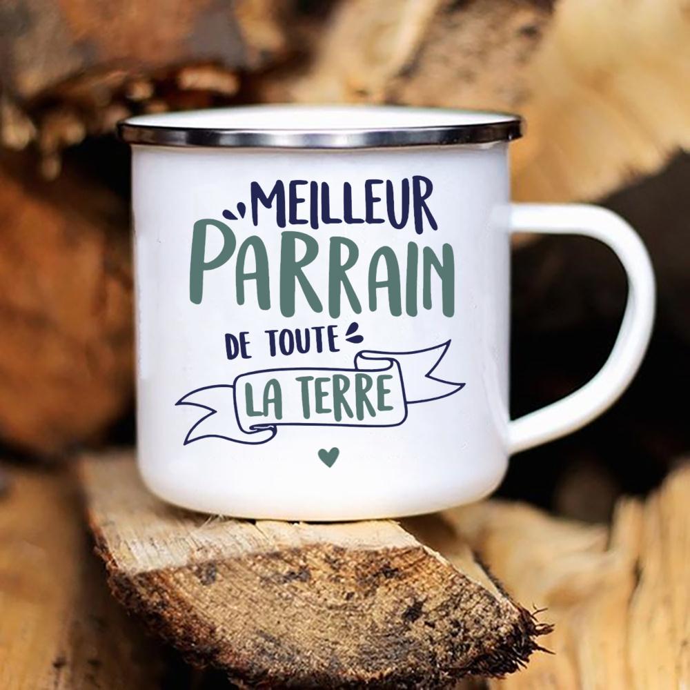 Pregnancy Announcement Mugs French Print Enamel Mug Brother Friends Drink Milk Coffee Cups Best Idea Gifts for Tonton Parrains
