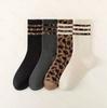 Women's Mid-Calf Socks - Polka Dot & Leopard Print, Trendy Korean Style, Knee-High, Versatile, Non-Slip, Spring/Autumn Fashion.