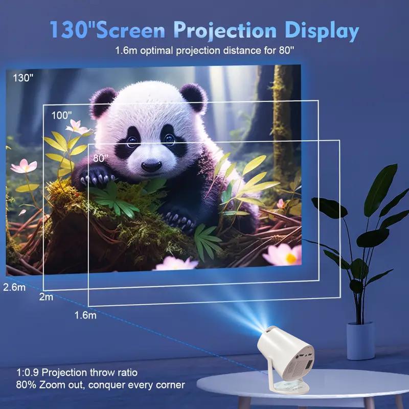 HY300 Projector Android 11.0 120ANSI Native 720P Support 4K Decode Video Auto Correction Mini Portable Projector,  Perfect Gift