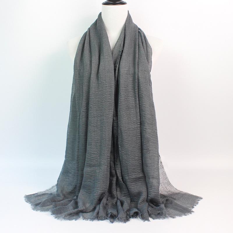 Crinkled Rayon Scarf Shawl: Solid Color, Natural Wrinkle, Fringed, Beach Towel, Bride/Bridesmaid/Party Evening Dress Accessory.