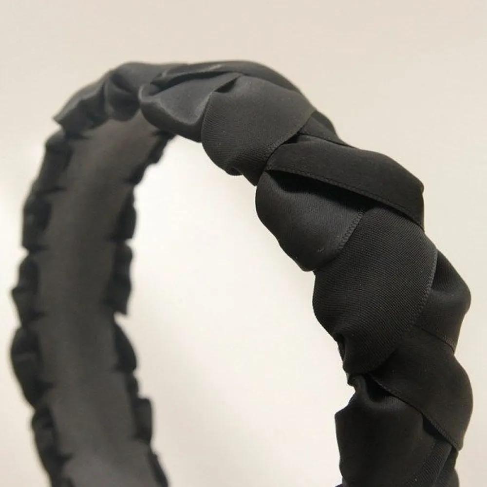 J Lauren Wide Satin Black Zigzag Hairband H0854