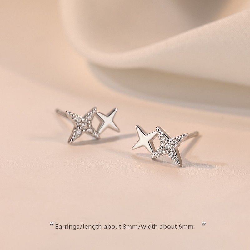 

[Xiangnan] 999 Sterling Silver Star Stud Earrings Accessible Luxury 2025 Best Selling Ear-Caring Earrings Niche Style Fancy Earrings 999 silver star earrings [straight needle]]