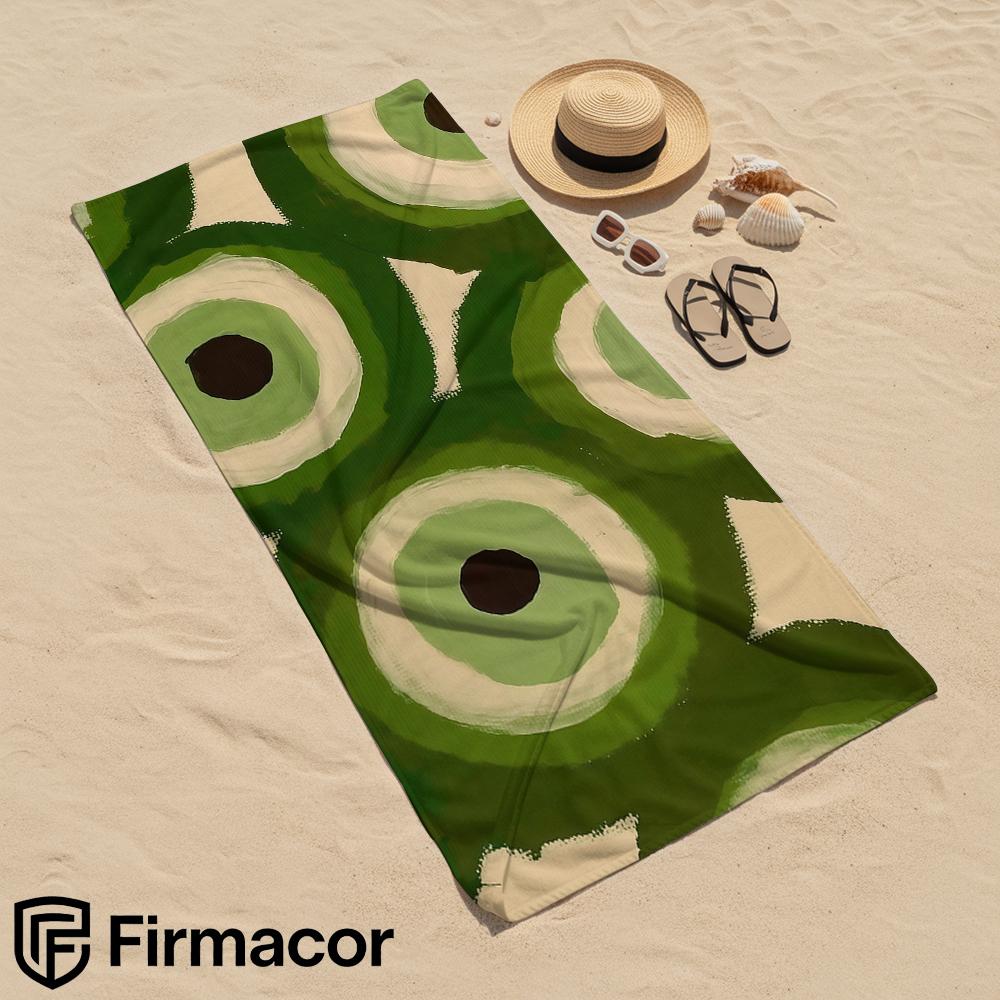 Green Circle Abstract Art Microfiber Beach Towel Quick Dry Sand Free Oversized Soft Absorbent Bath Towel for Swimming Travel Gym