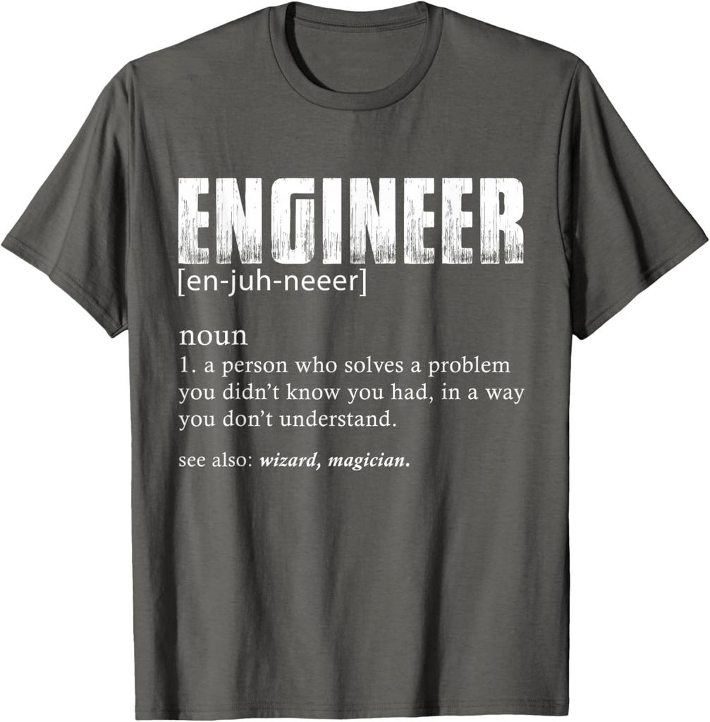 Engineer Definition Funny Noun T Shirt Soft Cotton Graphic Tee for Men Casual Sports