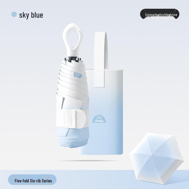 

Градиентный пятислойный восьмиспицевый складной зонт от солнца и дождя с ручкой-кольцом.