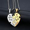 Stainless Steel Heart Shaped Best Friends Sisters Split Two Piece Pendant Necklace