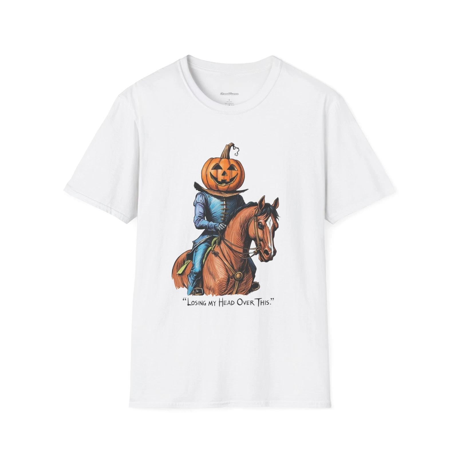 Sarcastic Headless Horseman T-Shirt, Funny Halloween Tee for Men and Women XL