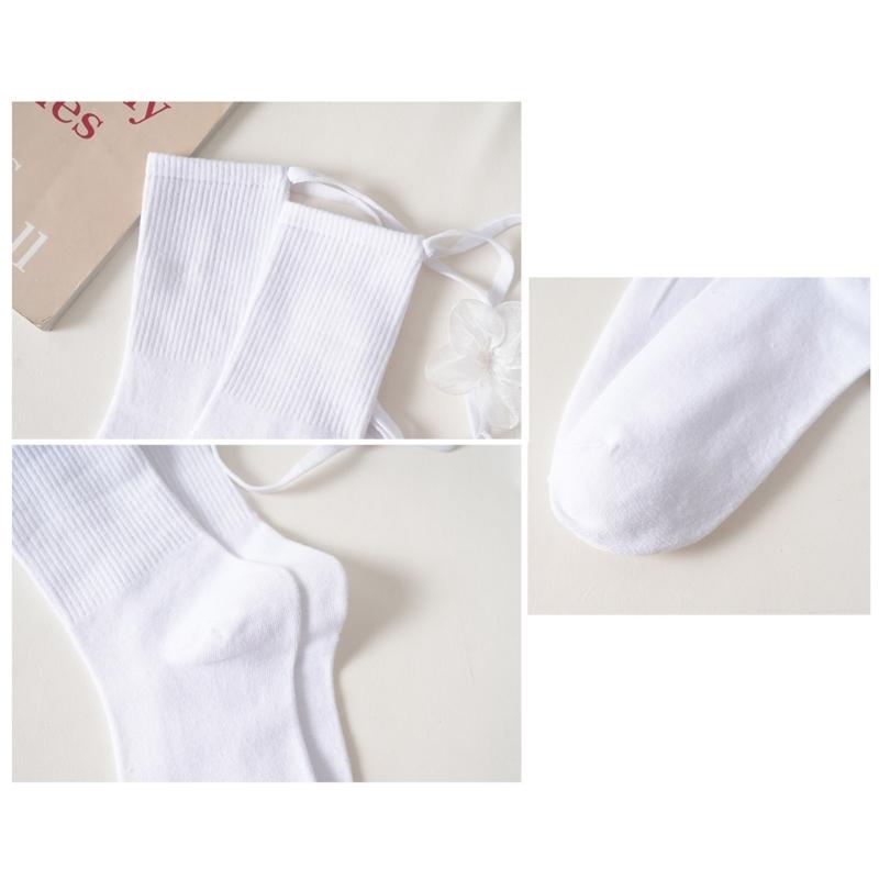 Women's Cotton Crew Socks Cross Bandage Calf Socks Sweet Cute Ankle Socks Lolitas JK Students Girls Knee Socks Hosiery