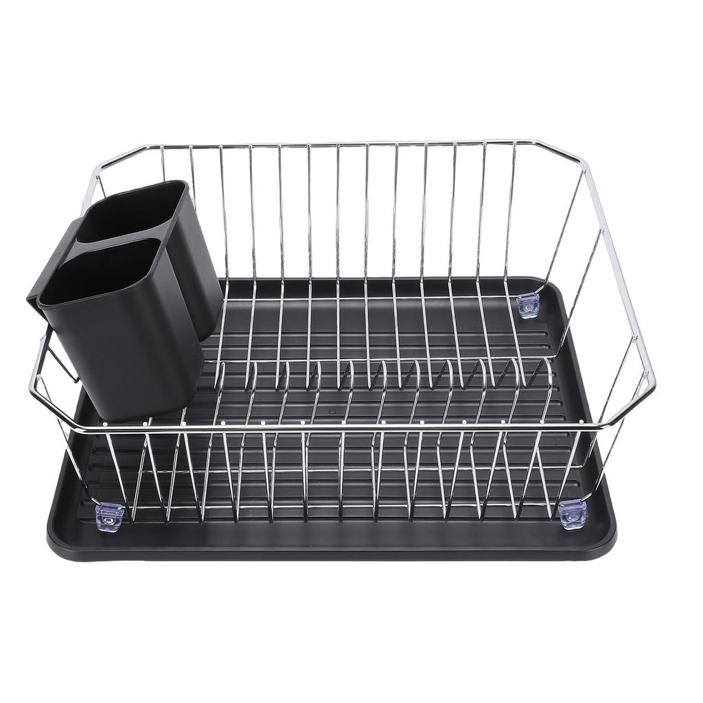 Dish Drying Rack Iron Dish Drainer Rack with Utensil Holder for Kitchen Counter Sink Spoons and Forks