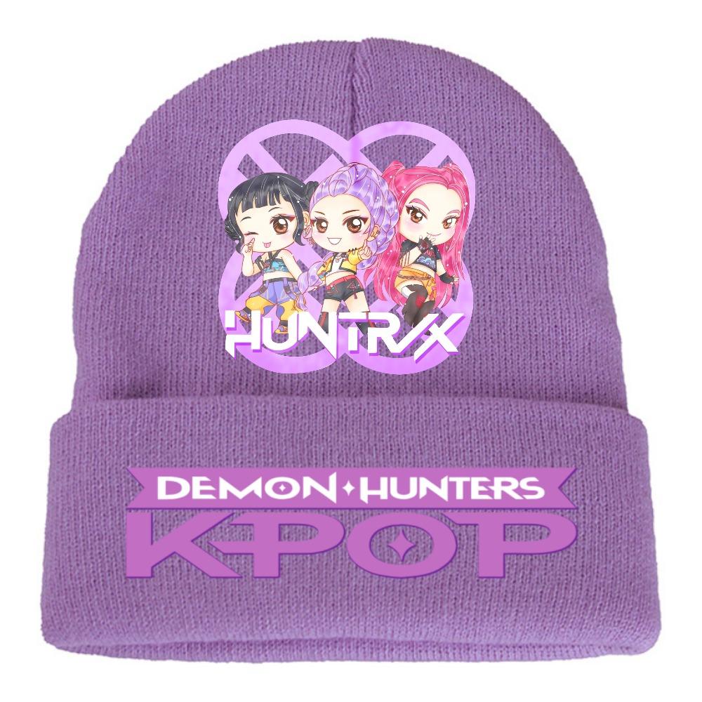 Kpop Demon Hunters Children Knit Beanie Cute And Charming Cartoon Printed Warm Cap Designed for Girls Fall Season Cold Season Outdoor Sports Birth