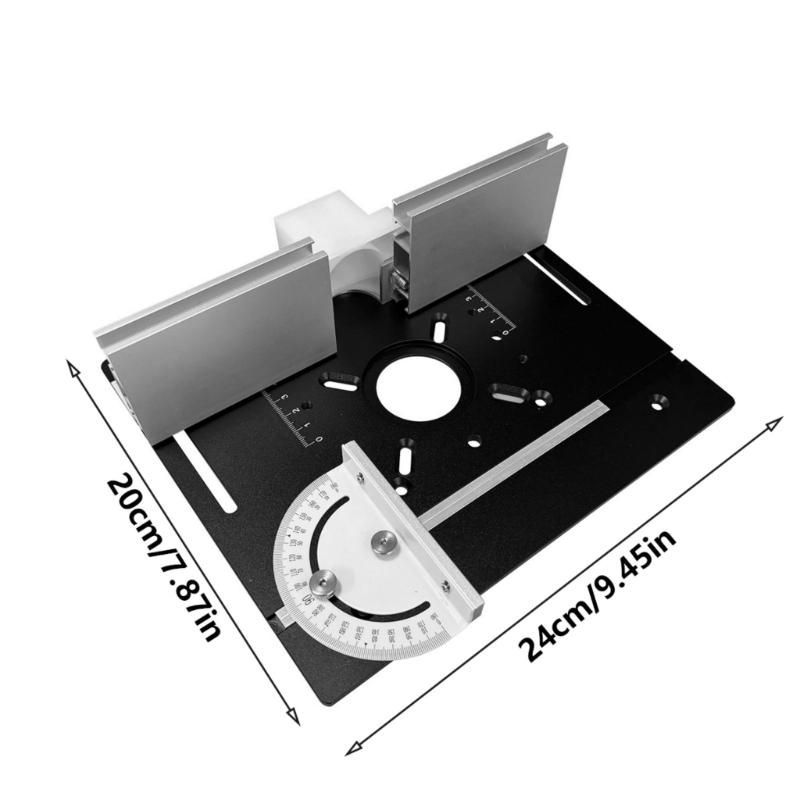 Aluminum Router Table Insert Plate with Miter Gauge Guide for Woodworking Benches Durability and Wear Resistant