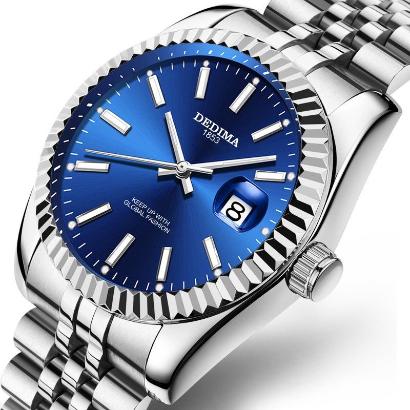 Top brand new high-end fashion men's watch calendar luminous waterproof nail wrist watch