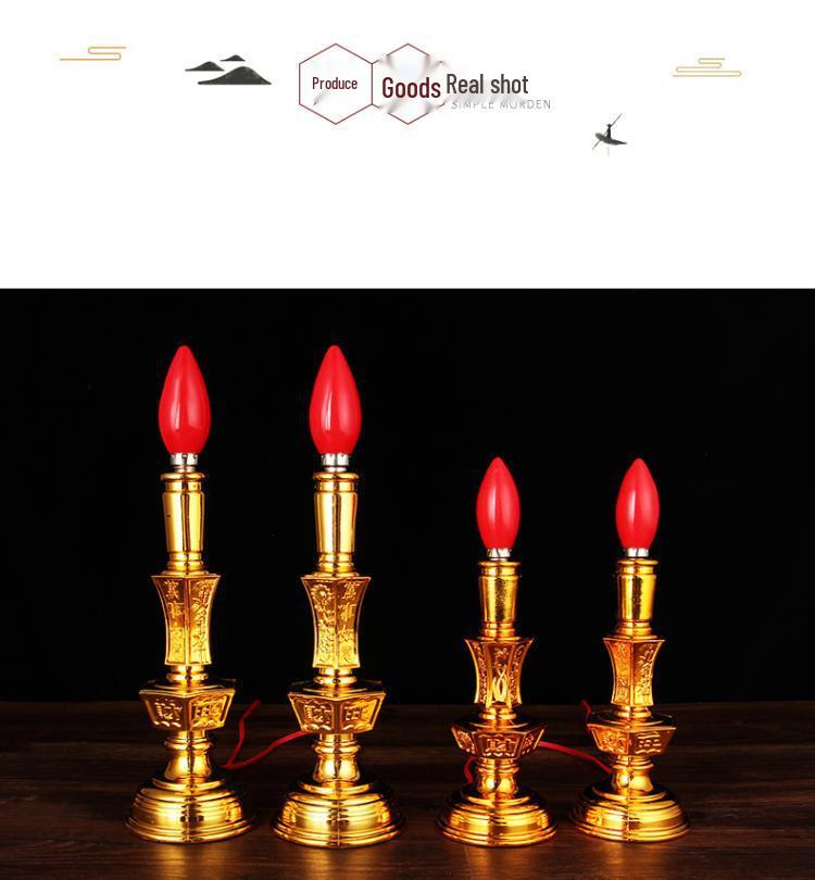 Dual-Use LED Candlestick Altar Lamp for God of Wealth