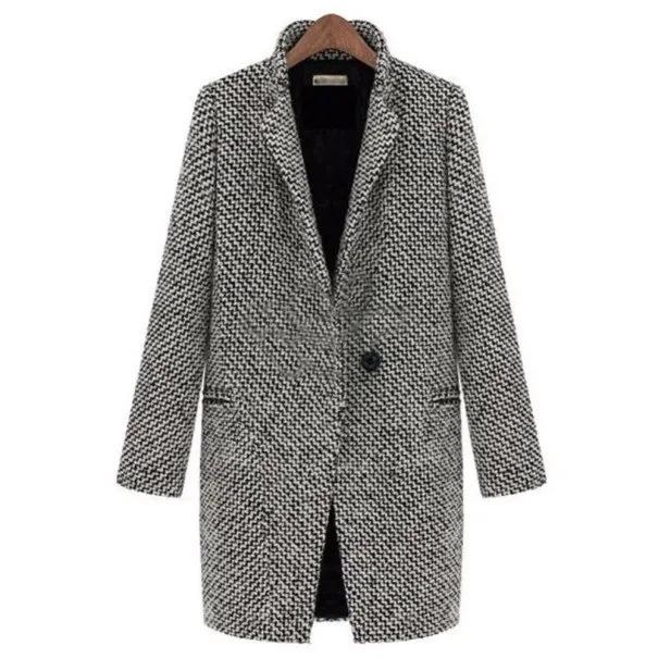 

2025 Autumn-Winter Mid-Length Plus Size Houndstooth Coat – Special Offer & Hot Seller S сірий колір