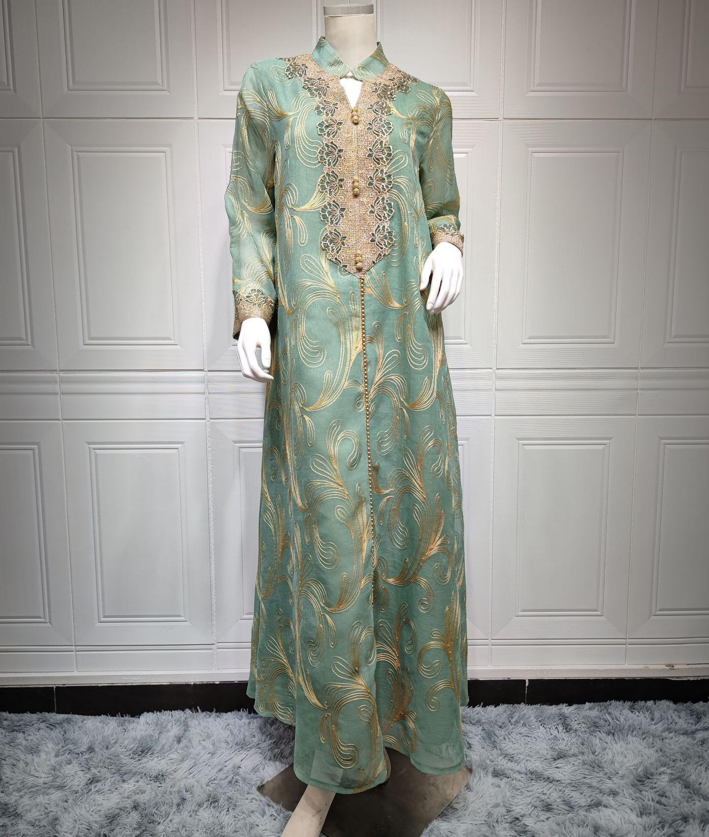 

Мусульманская женская Рамадан арабская абайя с длинным рукавом свободное платье XXL зелёный